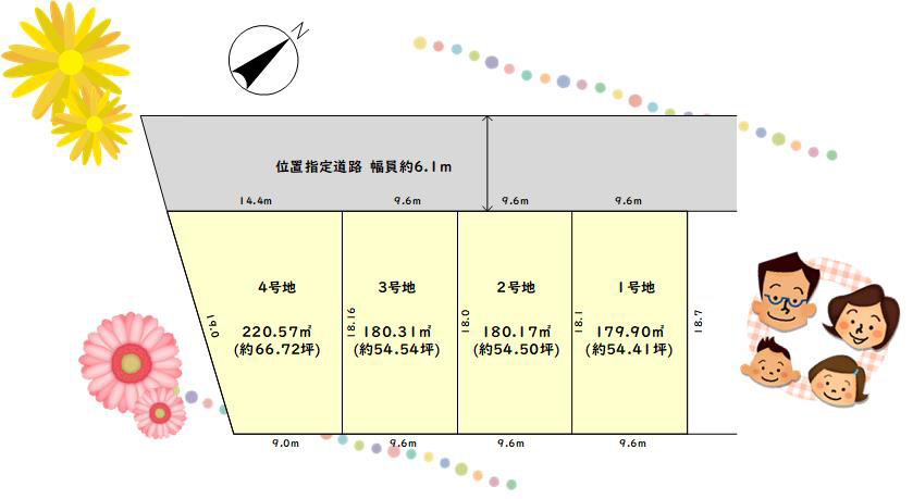 ウエストレイク下阪本1丁目 全4区画 区画図