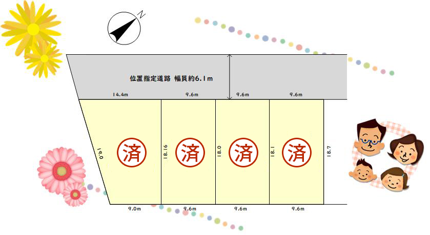 ウエストレイク下阪本1丁目 全4区画 区画図