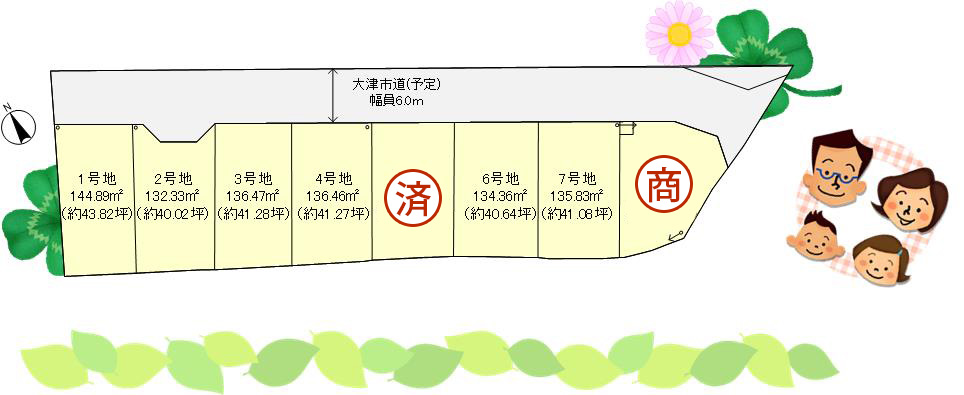 ウエストレイク下阪本5丁目 全8区画 区画図