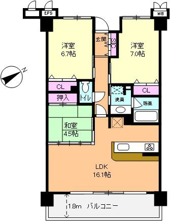 サーパス柳が崎湖畔公園 中古マンション間取図