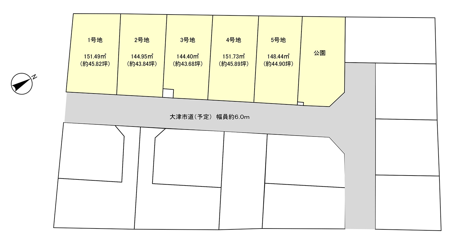 ウエストレイク下阪本2丁目全5区画 区画図
