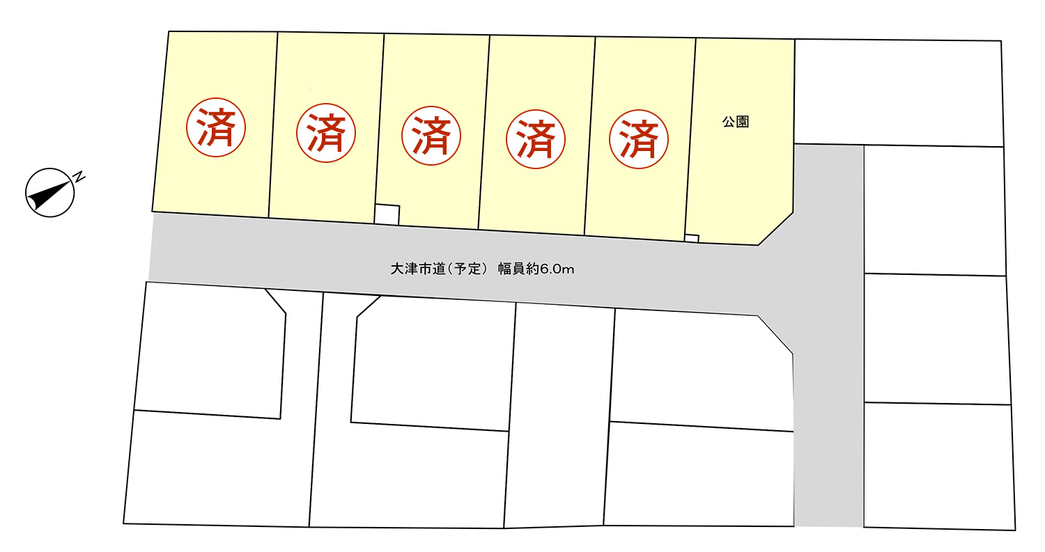 ウエストレイク下阪本2丁目全5区画 区画図